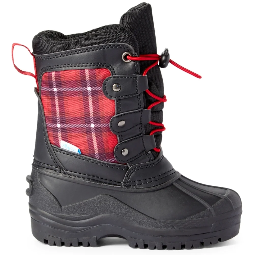 ZOOGS | Black & Red Plaid High Togg Snow Boot - Toddler 7